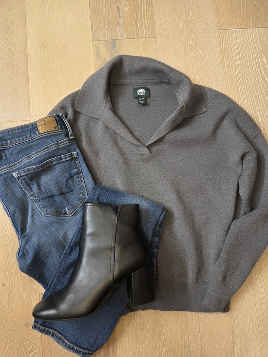 Roots Sweaters - Roots Soft Collared Gray Women's Sweater